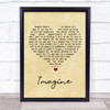 John Lennon Imagine Vintage Heart Song Lyric Print