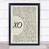 John Mayer XO Song Lyric Vintage Script Quote Print