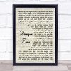 Kenny Loggins Danger Zone Song Lyric Vintage Script Quote Print