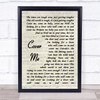 Bruce Springsteen Cover Me Vintage Script Song Lyric Print