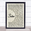 Dave Matthews Sister Vintage Script Song Lyric Print