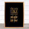 Acts Like Summer Quote Print Black & Gold Wall Art Picture Acts Like Summer Quote Print Black & Gold Wall Art Picture