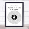 Shania Twain Man I Feel Like A Woman Vinyl Record Song Lyric Quote Print