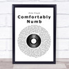 Pink Floyd Comfortably Numb Vinyl Record Song Lyric Quote Print