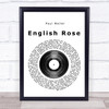 Paul Weller English Rose Vinyl Record Song Lyric Print