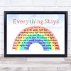 Adventure Time & Ashley Eriksson Everything Stays Watercolour Rainbow & Clouds Song Lyric Print