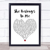 Bob Dylan She Belongs To Me White Heart Song Lyric Quote Music Print