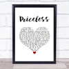 for KING & COUNTRY Priceless White Heart Song Lyric Quote Music Print