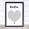 Lana Del Rey Radio White Heart Song Lyric Quote Music Print