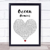 KAROL G & Jessie Reyez Ocean (Remix) White Heart Song Lyric Wall Art Print