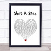 James She's A Star White Heart Song Lyric Wall Art Print