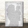 Any Song Lyrics Custom Mother & Baby Grey Song Lyric Print