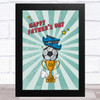 Comic Style Football Trophy Dad Father's Day Gift Wall Art Print