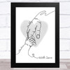 Dad Hand Holding One Child Line Art Names Personalized Father's Day Gift Print