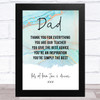 Thank You Dad Marble Personalized Dad Father's Day Gift Wall Art Print