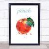 Funny Fruit Juicy Peach Watercolor Wall Art Print