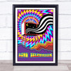 Psychedelic Hippie colorful Zig Zag Love Television Wall Art Print