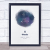 Pisces Zodiac Star Sign Star Watercolor Blue Wall Art Print