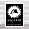 Zodiac Star Sign Black & White Element Aquarius Wall Art Print