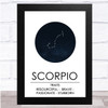 Zodiac Star Sign Constellation Scorpio Wall Art Print
