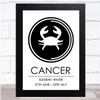 Zodiac Star Sign White & Black Element Cancer Wall Art Print