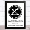 Zodiac Star Sign White & Black Element Sagittarius Wall Art Print