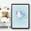 Cute Bird With Faded Rainbow Wall Art Print