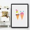 Cute Ice-cream Friend Cartoon Pink Wall Art Print