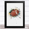 Rugby Ball Watercolor Splatter Wall Art Print