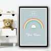 We Made A Wish Cute Rainbow Cloud And Rain On Swing Personalized Wall Art Print