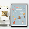 Cute Animals With Balloons Light colors Personalized Wall Art Print
