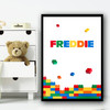 Lego Falling colorful Any Name Personalized Wall Art Print