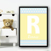Light Yellow Zig Zag Circle Any Name Any Initial Personalized Wall Art Print