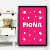 Pink Star Cluster Pink Name Personalized Wall Art Print