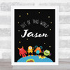 Space Aliens Out Of This World Any Name Personalized Wall Art Print