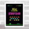 Space Invaders Neon Any Name Personalized Wall Art Print