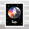 Space Stars Watercolor Galaxy Any Name Personalized Wall Art Print