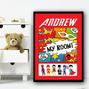 Superhero's Red Comic Any Name Personalized Wall Art Print