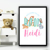 Watercolor Animals Room Any Name Personalized Wall Art Print