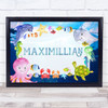 Watercolor Sea Creatures Landscape Any Name Personalized Wall Art Print