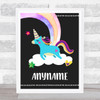 Chalk Blue Unicorn Rainbow Cloud Any Name Personalized Wall Art Print