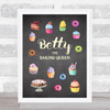 Chalk Cakes Baking Queen Any Name Personalized Wall Art Print