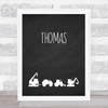 Chalk Construction Vehicles Silhouette Any Name Personalized Wall Art Print