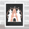 Chalk Pink Marble Any Initial castle Personalized Wall Art Print