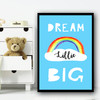 Dream Big Rainbow Blue Any Name Personalized Wall Art Print