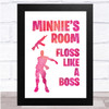 Floss Like A Boss Pink Silhouette Any Name Personalized Wall Art Print