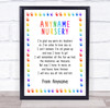 Rainbow Handprint Poem For Nursery & School Teachers Personalized Wall Art Print