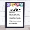 Watercolour Teacher Dictionary Definition Personalized Wall Art Print