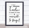 Teacher Hard To Find Quote Script Personalized Wall Art Print