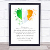 Ireland Watercolour Heart Splatter Art Anthem Quote Wall Art Print